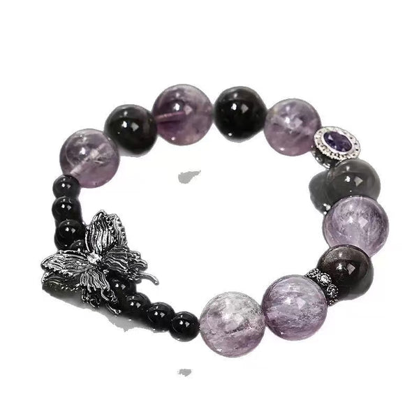 Purple Light Cat's Eye Crystal Beaded Bracelet - NovaCrystallo