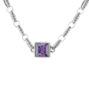 S925 Sterling Silver Hip-Hop Style Unique Pattern Necklace with Colorful Candy Zircon and Heavy G-Letter Buckle.