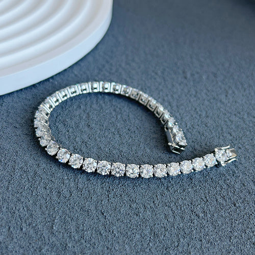 Diamond Tennis Bracelet Snap Button 925 Silver Tennis Bracelet